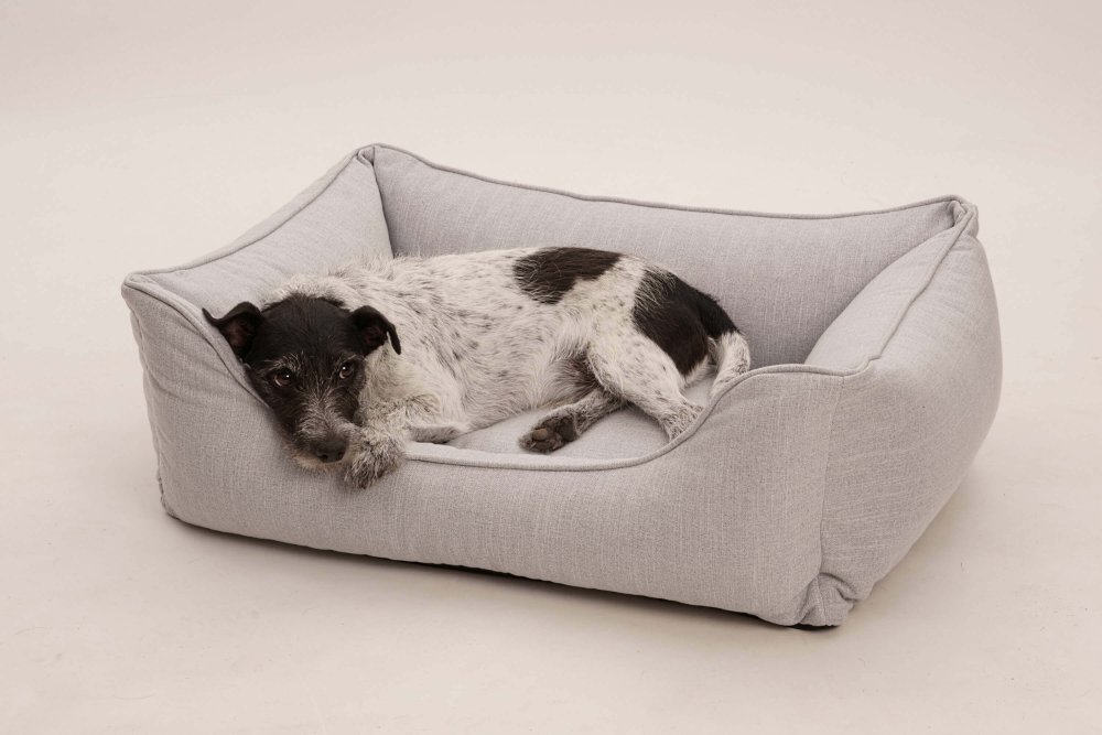 Hundebett Box Bett Linus recycelt Kreide grau