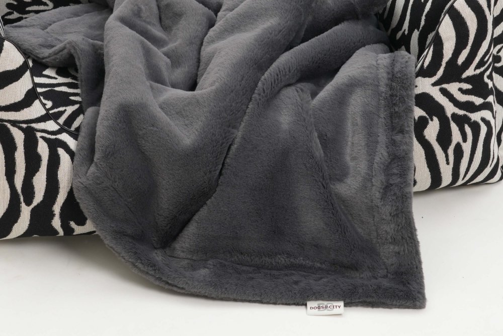 Dog Blanket Plaid Fake Fur anthracite