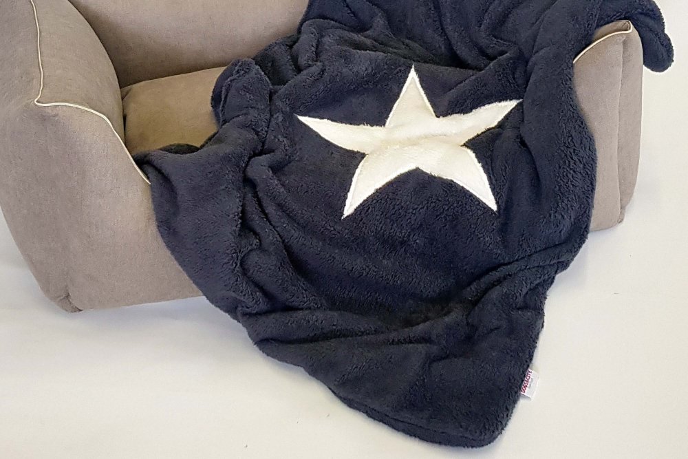 Dog Blanket Plaid Pooch anthracite stitched Star