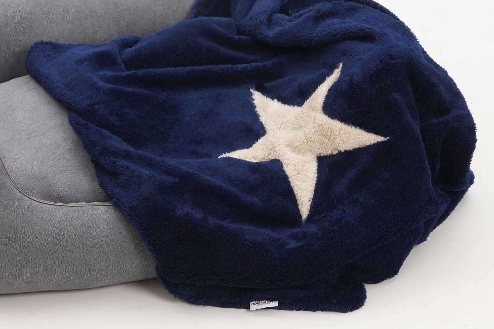 Dog Blanket Plaid Pooch blue stitched Star