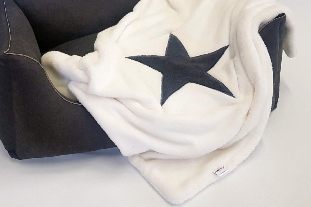 Dog Blanket Plaid Pooch crema stitched Star anthracite