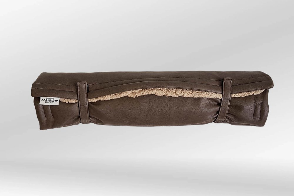 Travel Mat / Travel Bed Saddle brown teddy plush beige